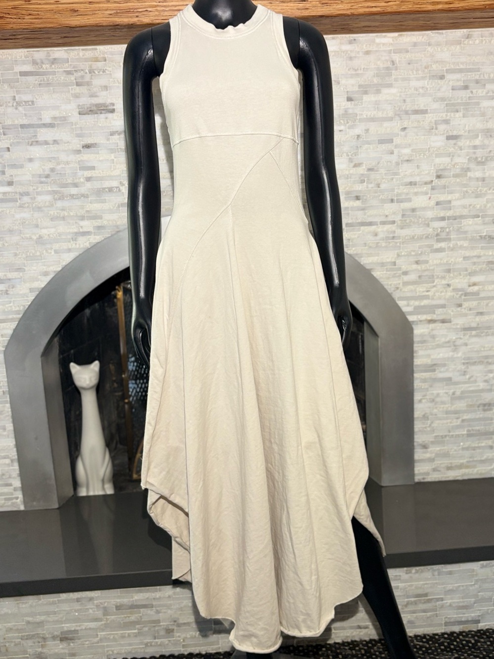 Free People FP Beach Ribbed Sleeveless Asymmetrical Handkerchief Midi Dress